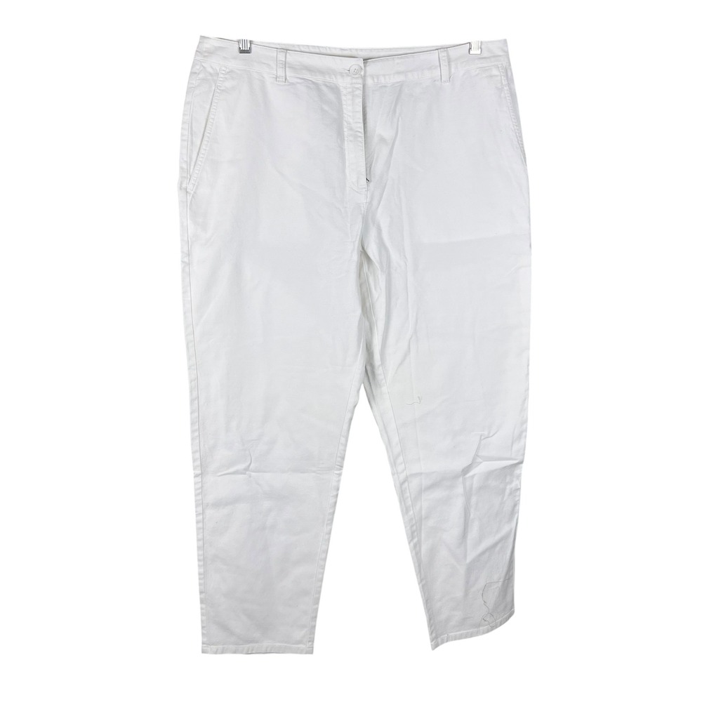 Eileen Fisher White Organic Cotton Hemp Tapered Ankle Pants Size 16